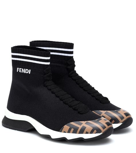 fendi maglia sock sneakers|Fendi shearling leather sneakers.